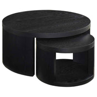 Sweeney 2-piece Round Wood Occasional Nesting Table Set Black