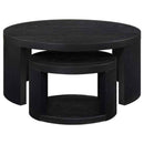 Sweeney 2-piece Round Wood Occasional Nesting Table Set Black