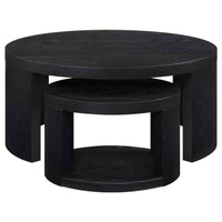 Sweeney 2-piece Round Wood Occasional Nesting Table Set Black