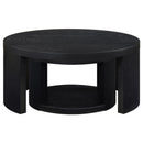 Sweeney 2-piece Round Wood Occasional Nesting Table Set Black