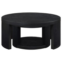 Sweeney 2-piece Round Wood Occasional Nesting Table Set Black
