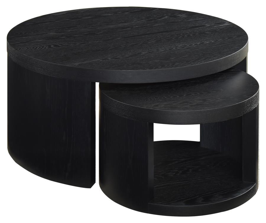 Home & Sleep Outlet - Sweeney 2-piece Round Wood Occasional Nesting Table Set Black