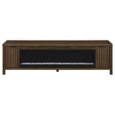 Carey 79-inch TV Stand Fireplace Media Console Dark Pine