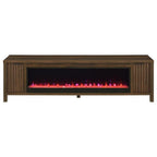 Carey 79-inch TV Stand Fireplace Media Console Dark Pine