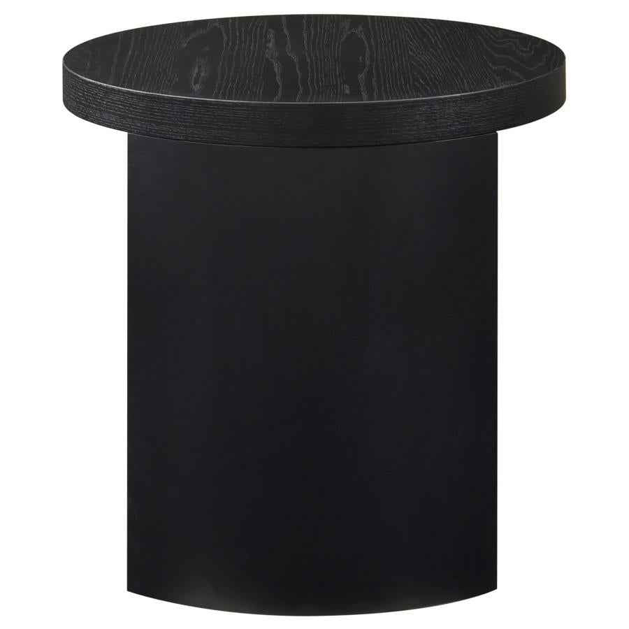 Sweeney 24-inch Round Wood Occasional Side End Table Black