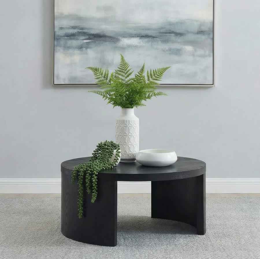Sweeney 39-inch Round Wood Occasional Cocktail Coffee Table Black