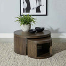 Sweeney 2-piece Round Wood Occasional Nesting Table Set Dark Walnut