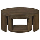 Sweeney 2-piece Round Wood Occasional Nesting Table Set Dark Walnut