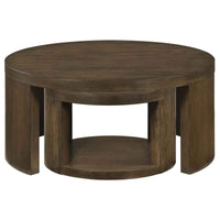 Sweeney 2-piece Round Wood Occasional Nesting Table Set Dark Walnut