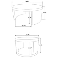 Sweeney 2-piece Round Wood Occasional Nesting Table Set Dark Walnut