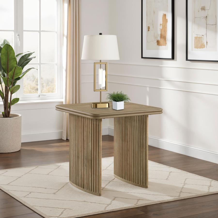 Home & Sleep Outlet - Adina Square Wood Side End Table Distressed Light Brown