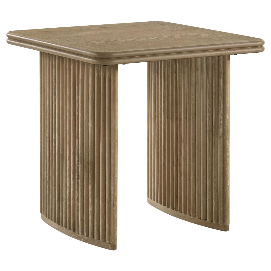 Home & Sleep Outlet - Adina Square Wood Side End Table Distressed Light Brown
