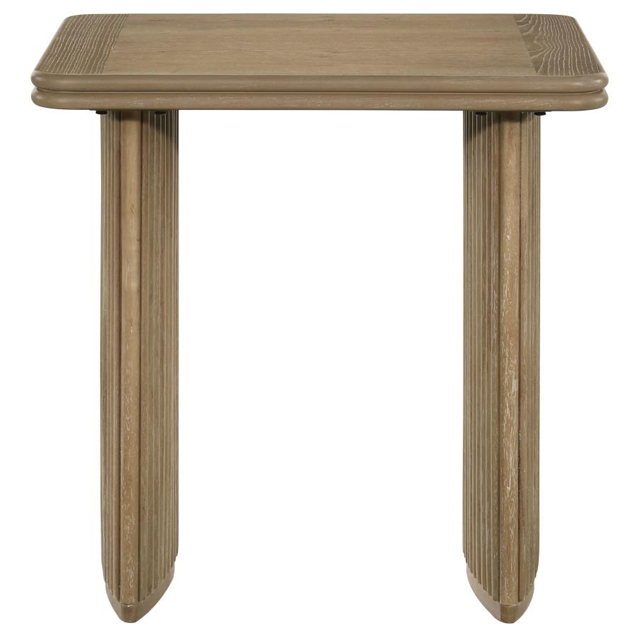 Home & Sleep Outlet - Adina Square Wood Side End Table Distressed Light Brown