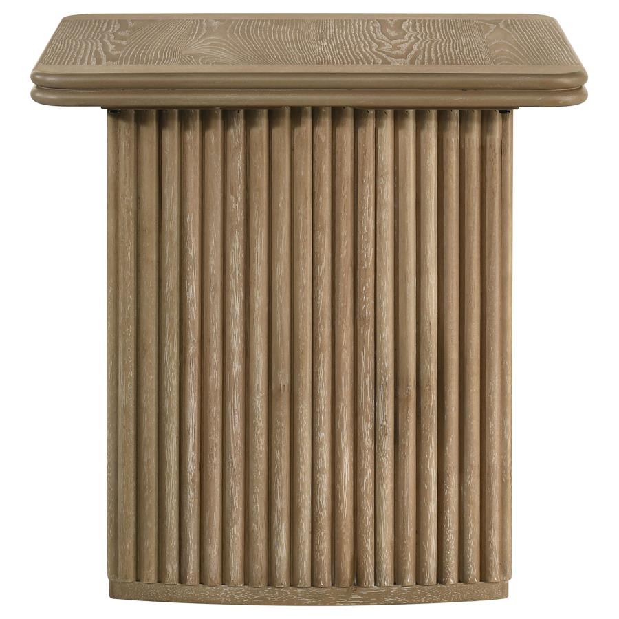 Home & Sleep Outlet - Adina Square Wood Side End Table Distressed Light Brown