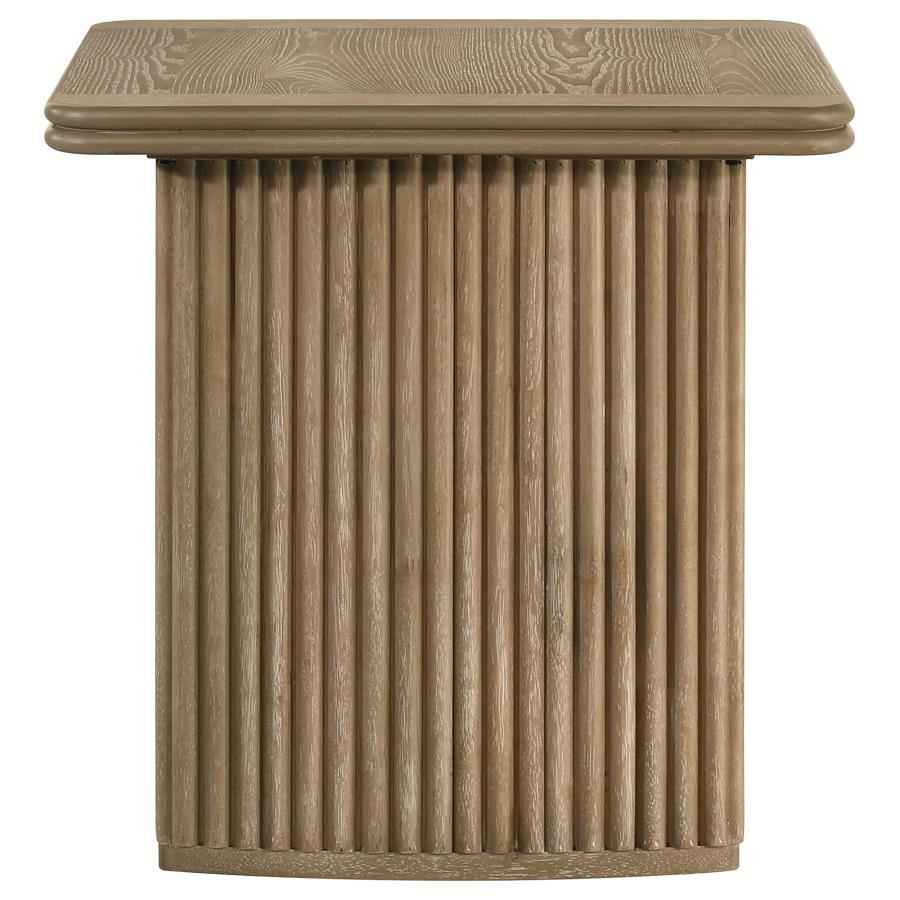 Adina Square Wood Side End Table Distressed Light Brown