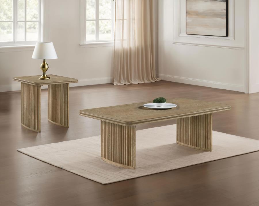 Home & Sleep Outlet - Adina 2-piece Wood Coffee Table Set Distressed Light Brown