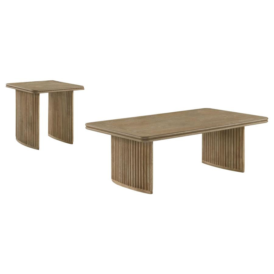 Home & Sleep Outlet - Adina 2-piece Wood Coffee Table Set Distressed Light Brown