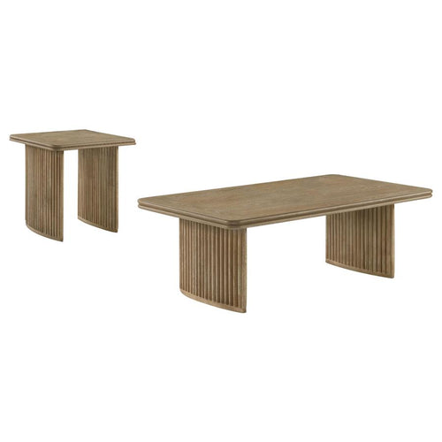 Home & Sleep Outlet - Adina 2-piece Wood Coffee Table Set Distressed Light Brown