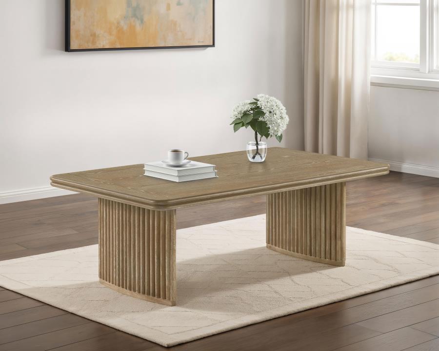 Home & Sleep Outlet - Adina Rectangular Wood Coffee Table Distressed Light Brown