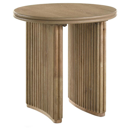 Home & Sleep Outlet - Adina Round Wood Side End Table Distressed Light Brown