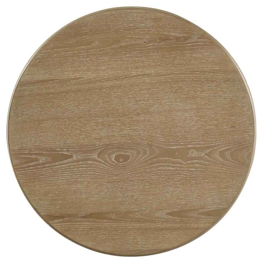 Adina Round Wood Side End Table Distressed Light Brown