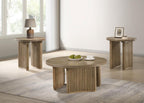 Home & Sleep Outlet - Adina Round Wood Side End Table Distressed Light Brown
