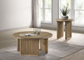 Home & Sleep Outlet - Adina 2-piece Round Coffee Table Set Distressed Light Brown