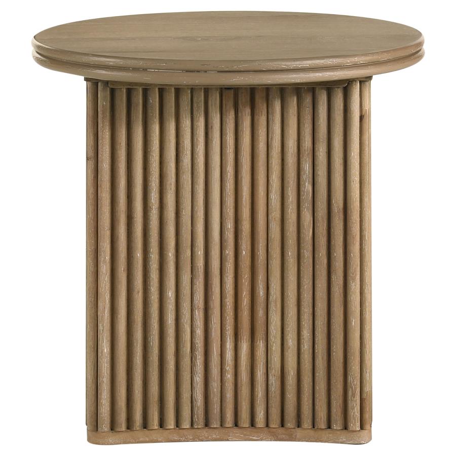 Home & Sleep Outlet - Adina 2-piece Round Coffee Table Set Distressed Light Brown