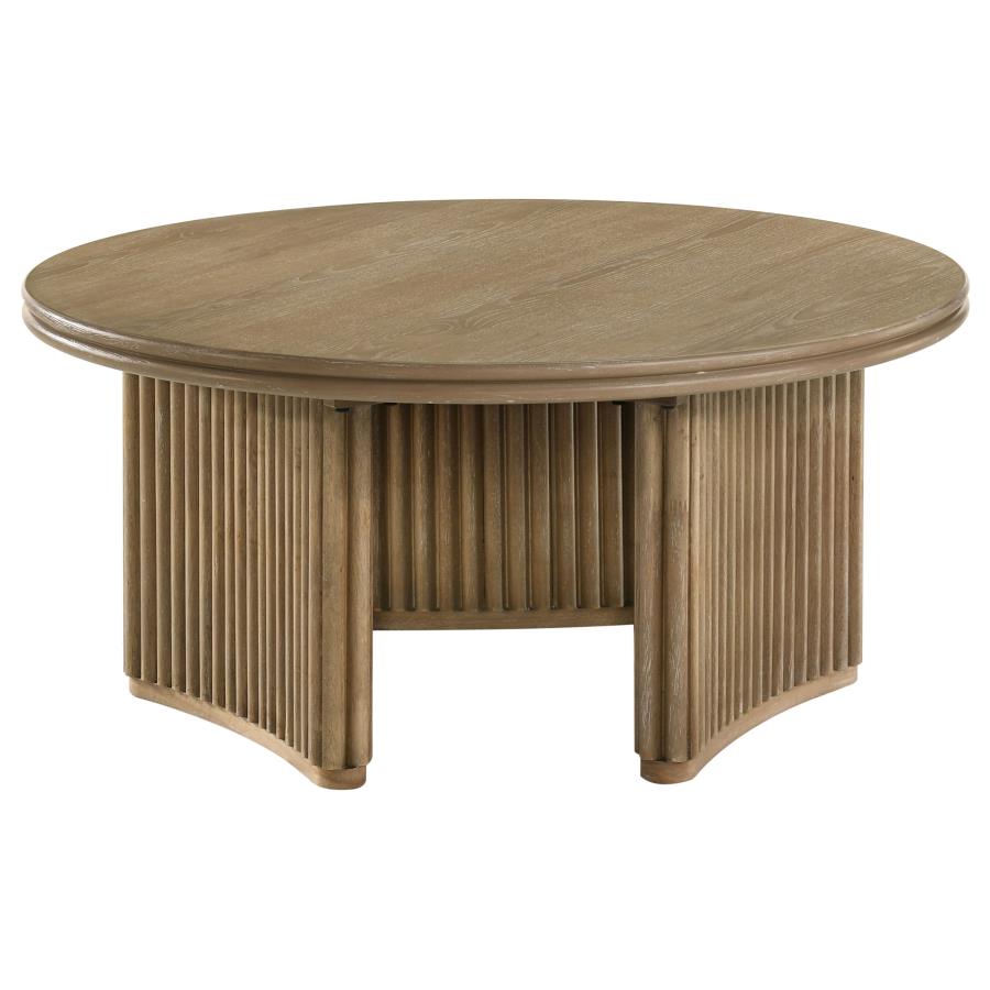 Home & Sleep Outlet - Adina 2-piece Round Coffee Table Set Distressed Light Brown