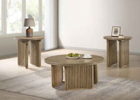 Adina 3-piece Round Coffee Table Set Distressed Light Brown