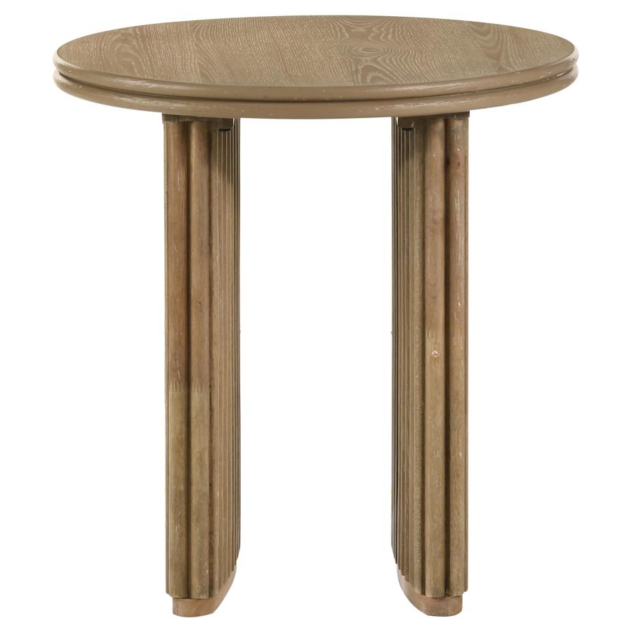 Home & Sleep Outlet - Adina 3-piece Round Coffee Table Set Distressed Light Brown