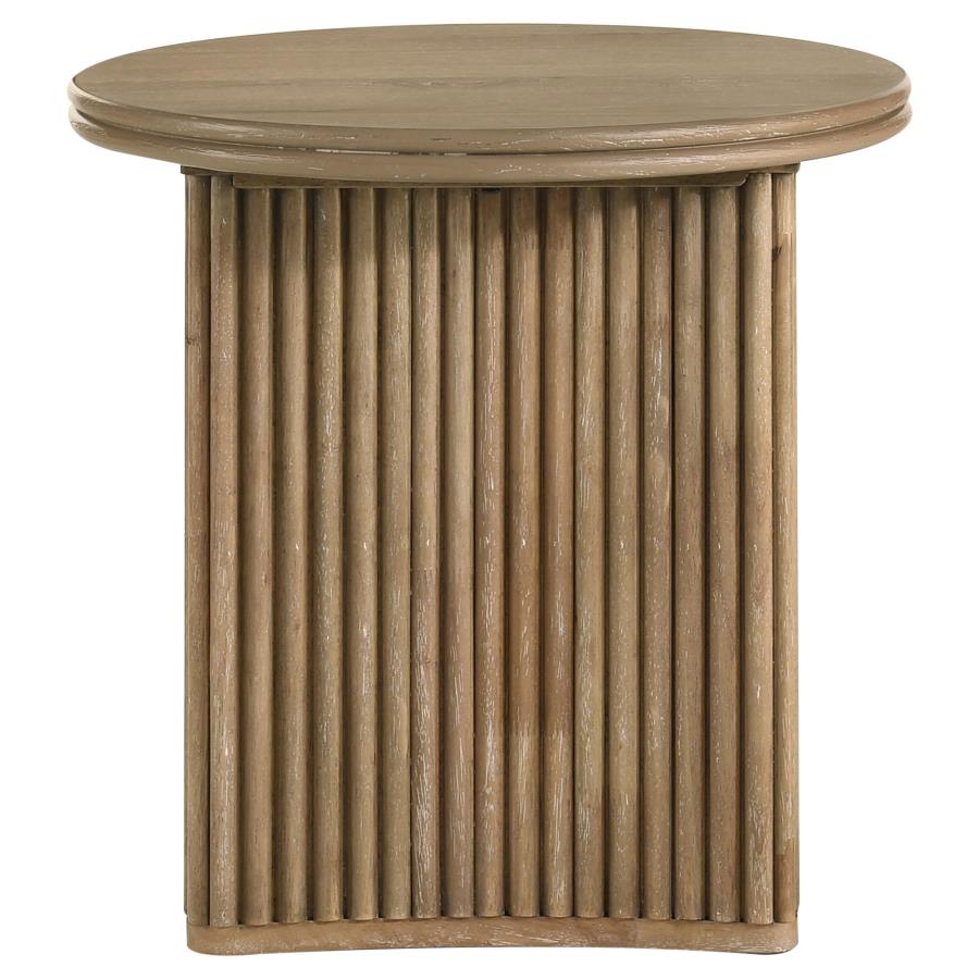 Home & Sleep Outlet - Adina 3-piece Round Coffee Table Set Distressed Light Brown