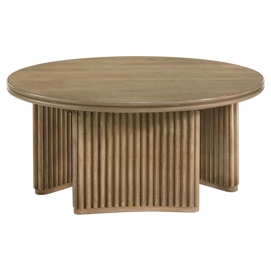 Home & Sleep Outlet - Adina 3-piece Round Coffee Table Set Distressed Light Brown