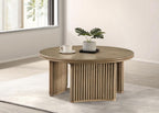Home & Sleep Outlet - Adina 36-inch Round Wood Coffee Table Distressed Light Brown
