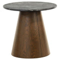 Home & Sleep Outlet - Franklin Round Wood Pedestal Side End Table Grey and Dark Brown