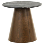 Home & Sleep Outlet - Franklin Round Wood Pedestal Side End Table Grey and Dark Brown