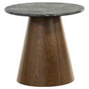 Franklin Round Wood Pedestal Side End Table Grey and Dark Brown