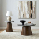 Franklin 2-piece Round Pedestal Coffee Table Set Grey and Dark Brown - Home & Sleep Outlet