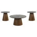 Home & Sleep Outlet - Franklin 3-piece Round Pedestal Coffee Table Set Grey and Dark Brown