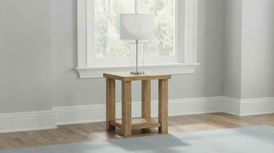 Beasley Square Wood End Side Table With Shelf Golden Oak - Home & Sleep Outlet