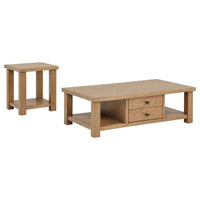 Beasley 2-Piece Wood Coffee Table Set Golden Oak - Home & Sleep Outlet
