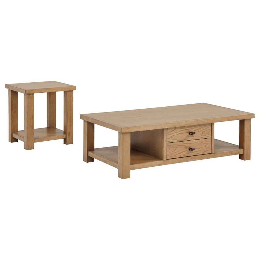 Beasley 2-Piece Wood Coffee Table Set Golden Oak - Home & Sleep Outlet