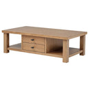 Beasley 2-Drawer Wood Coffee Table Golden Oak - Home & Sleep Outlet