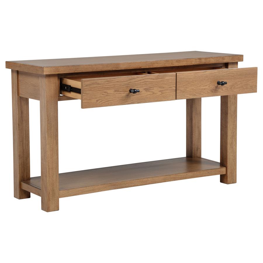 Home & Sleep Outlet - Beasley 2-Drawer Wood Console Table Golden Oak
