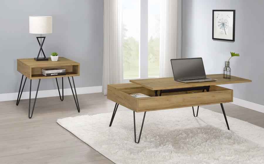 Fanning Engineered Wood Side End Table Golden Oak - Home & Sleep Outlet