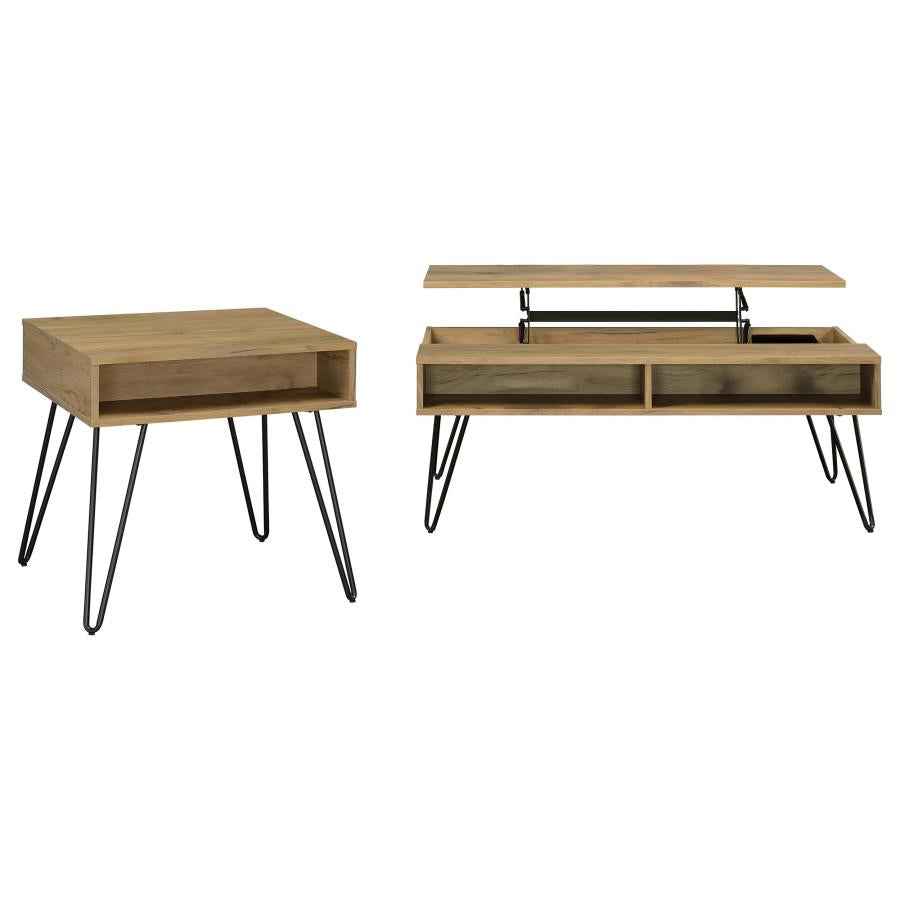 Fanning 2-piece Lift Top Coffee and End Table Set Golden Oak - Home & Sleep Outlet