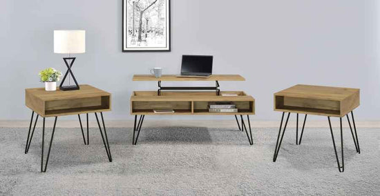 Fanning 3-piece Lift Top Coffee and End Table Set Golden Oak