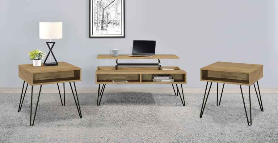 Fanning 3-piece Lift Top Coffee and End Table Set Golden Oak - Home & Sleep Outlet