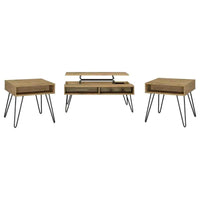 Fanning 3-piece Lift Top Coffee and End Table Set Golden Oak - Home & Sleep Outlet