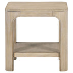 Solano Square Wood Side End Table with Shelf Weathered Mango